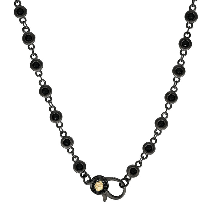 18" Black CZ Bezel Charm Bar Chain