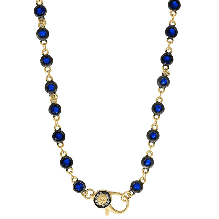18" Blue CZ Bezel Charm Bar Chain