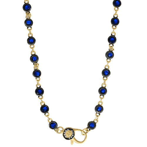 18" Blue CZ Bezel Charm Bar Chain