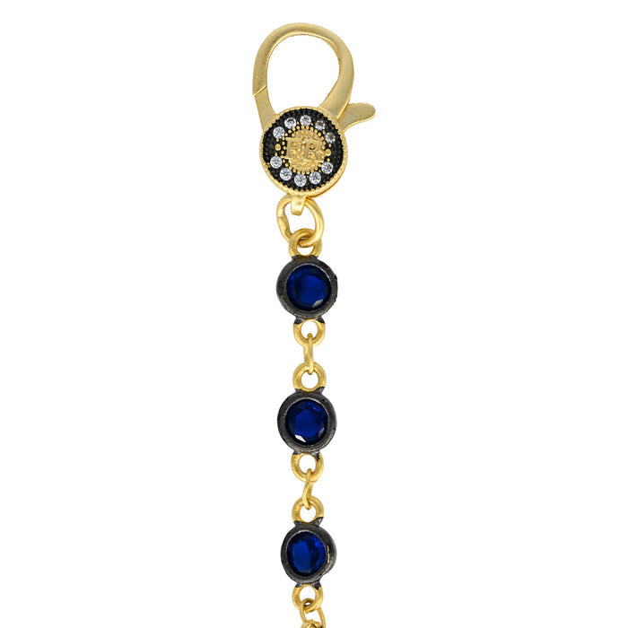 18" Blue CZ Bezel Charm Bar Chain