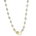 18" Silver Clear CZ Bezel Charm Bar Chain