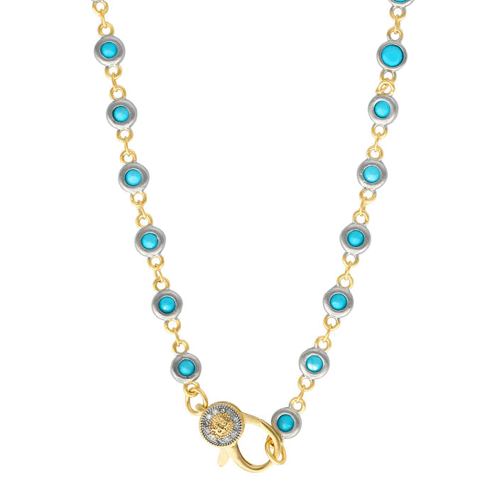18" Turquoise Bezel Charm Bar Chain