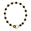 7" Black & Gold Bezel Charm Bar Bracelet