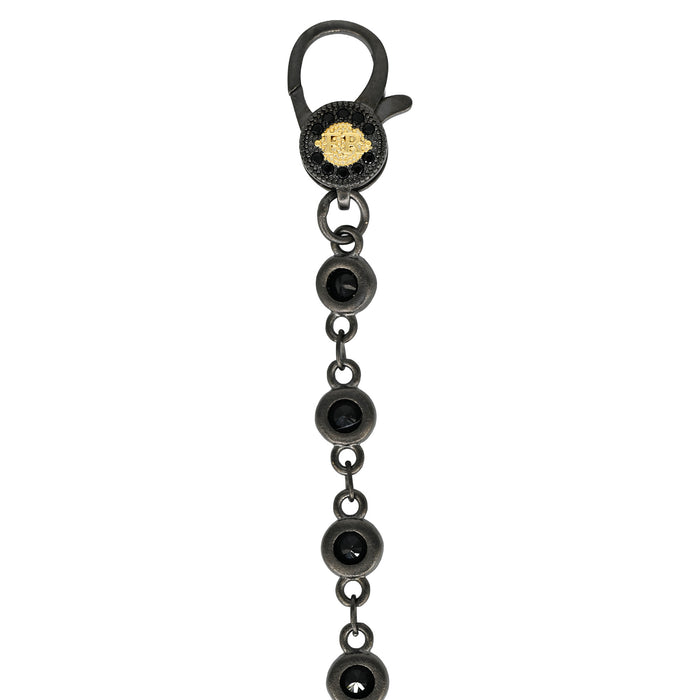 7" Black on Black Bezel Charm Bar Bracelet