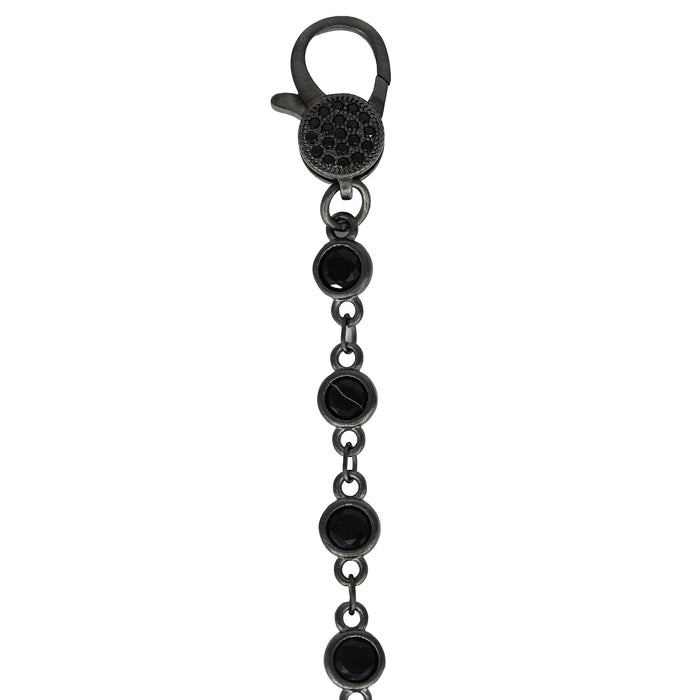 7" Black on Black Bezel Charm Bar Bracelet