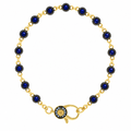7" Blue CZ Bezel Charm Bar Bracelet