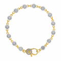 7" Silver Clear CZ Bezel Charm Bar Bracelet