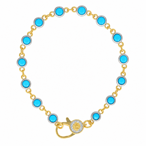7" Turquoise Bezel Charm Bar Bracelet