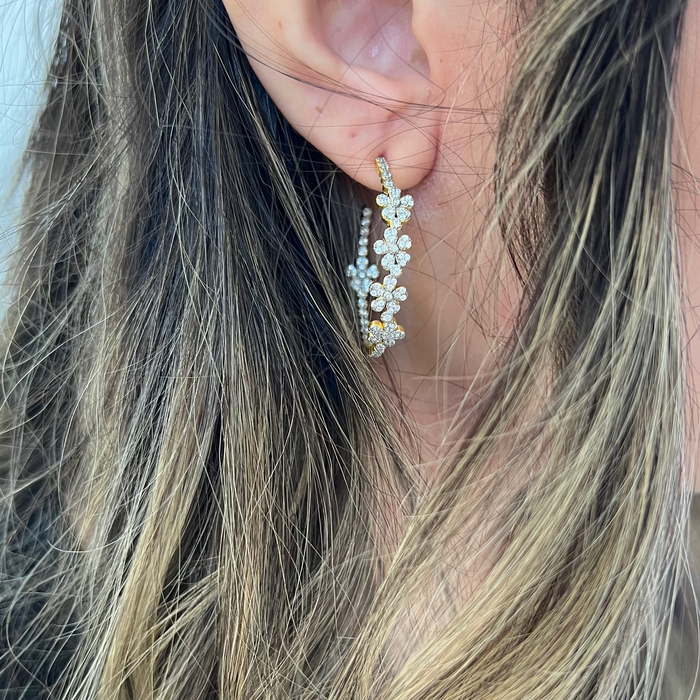 Floral Double Row Pavé Hoop