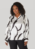 Abstract Print Satin Shirt