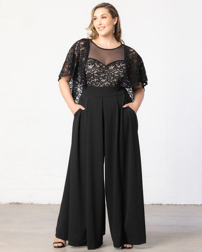 Alluring Sequins Lace Paneled Jumpsuit