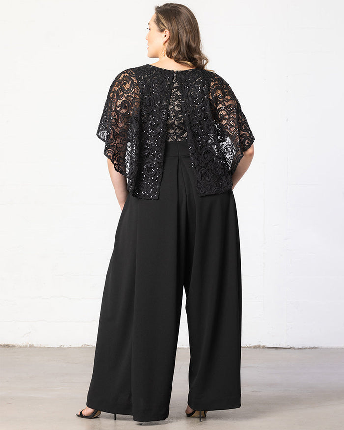 Alluring Sequins Lace Paneled Jumpsuit