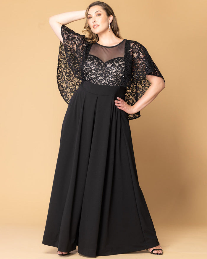 Alluring Sequins Lace Paneled Jumpsuit