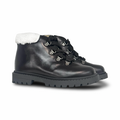 Andanines Black White Fur Trim Bootie