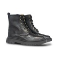 Andanines Black Wingtip Classic Combat Bootie