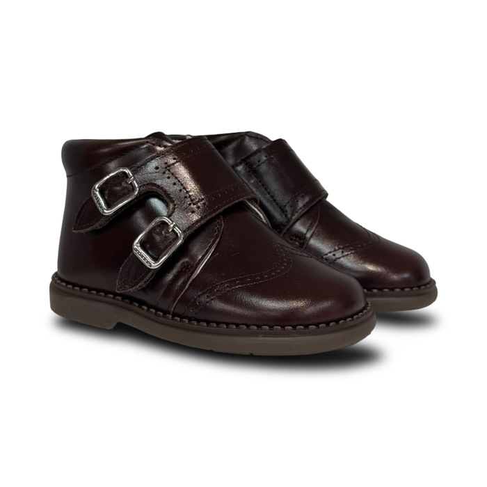 Andanines Brown Velcro Monk Bootie