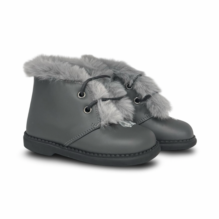 Andanines Gray Fur Bear Baby Bootie