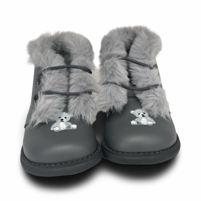 Andanines Gray Fur Bear Baby Bootie