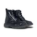 Andanines Navy Patent Velvet Lace Bootie