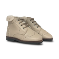 Andanines Taupe Wingtip Fur Trim Bootie