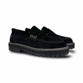 Angulus Black Penny Loafer With Contrast Stitching