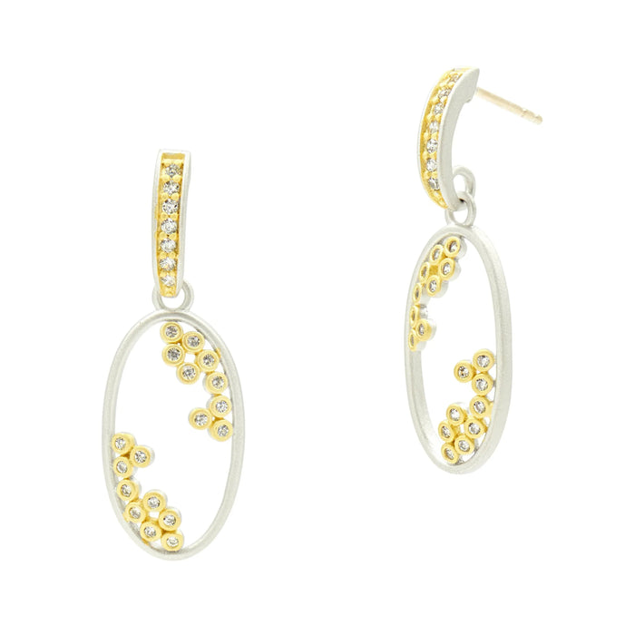 Platinumand14KGoldonSterlingSilver Armor of Hope Small Open Oval Hoop Earrings FR Vault EARRING