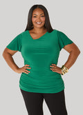Asymmetric Neck Ruched Tee