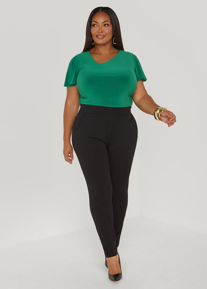 Asymmetric Neck Ruched Tee