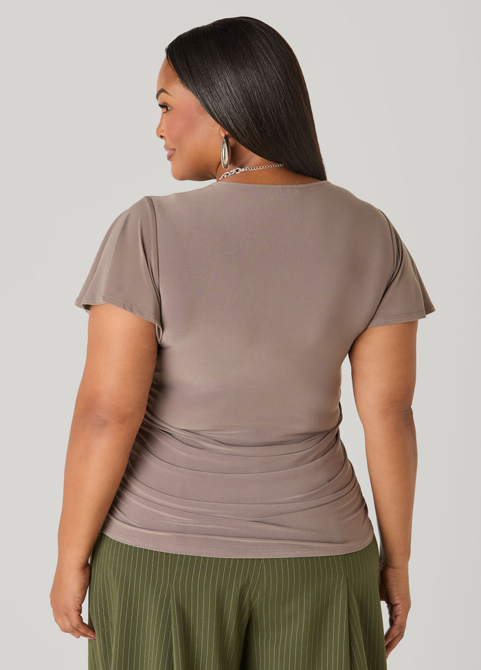 Asymmetric Neck Ruched Tee