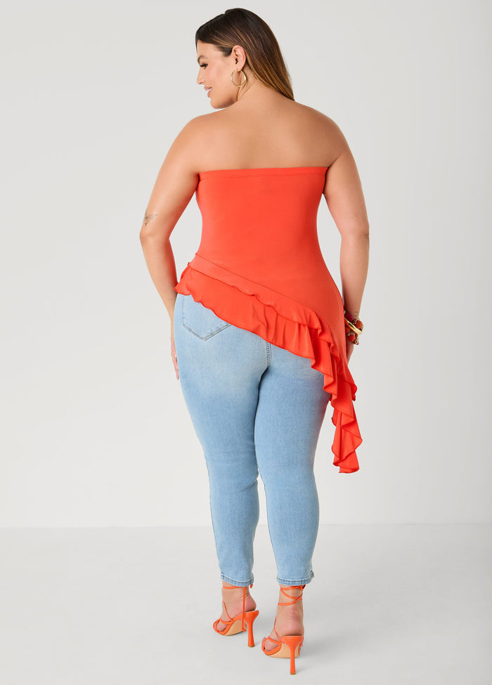 Asymmetric Ruffle Tube Top