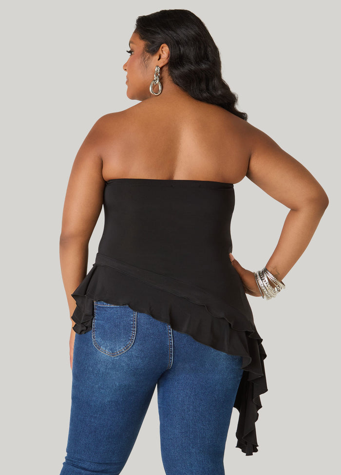 Asymmetric Ruffle Tube Top