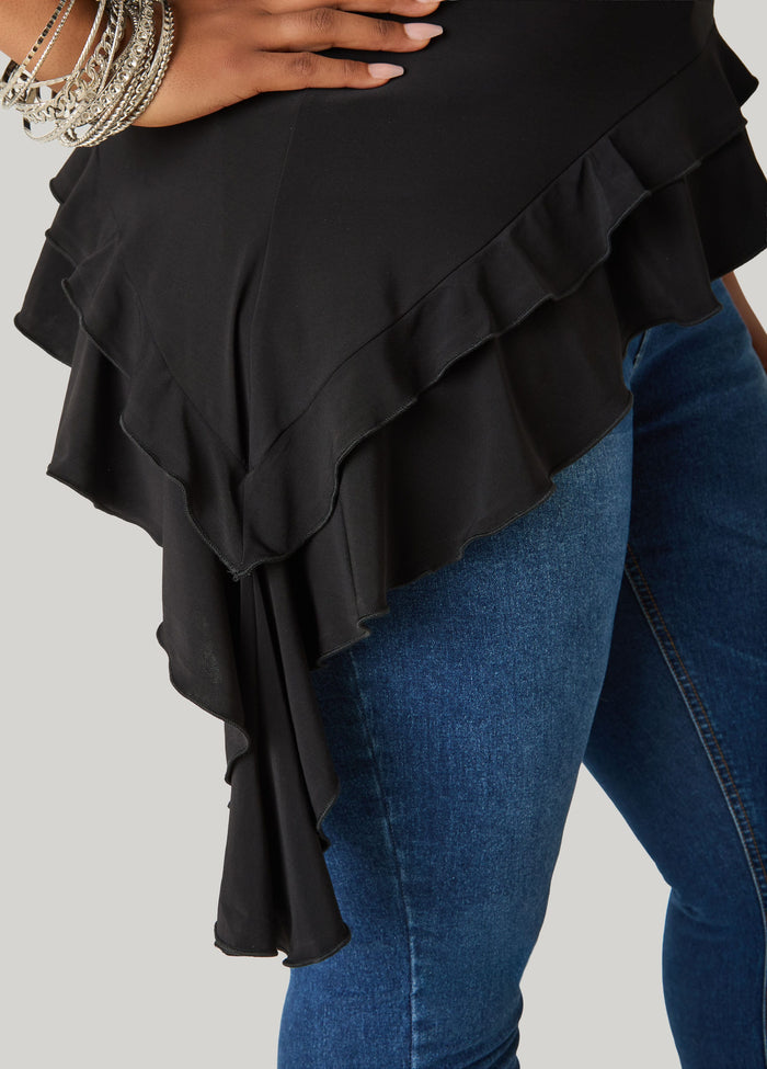 Asymmetric Ruffle Tube Top