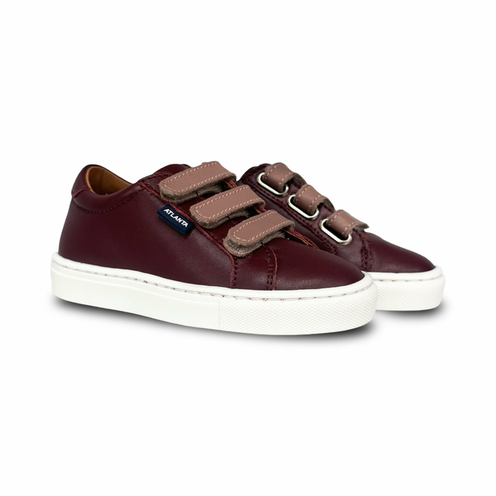 Atlanta Burgundy Rose Three Velcro Sneaker