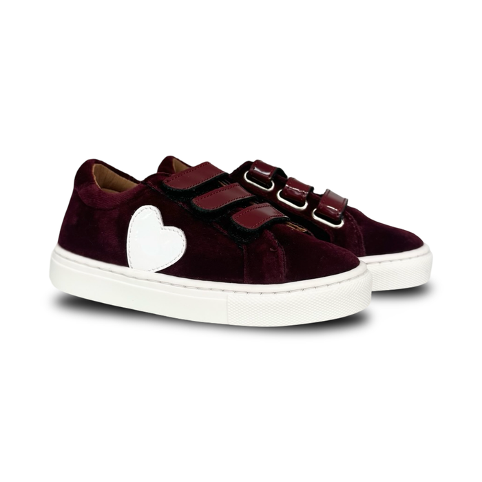 Atlanta Burgundy Velvet Heart Sneaker
