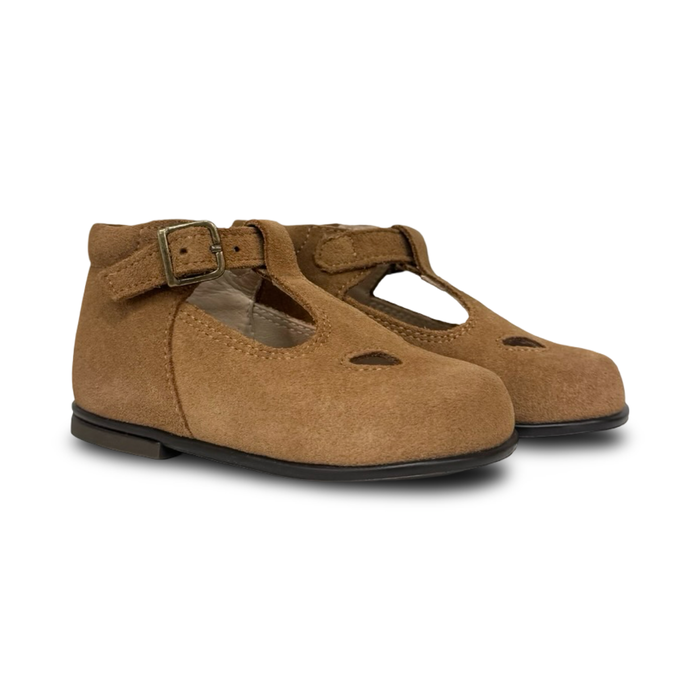 Beberlis Almond Suede Baby T-Strap