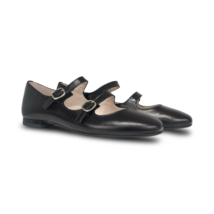 Beberlis Black Double Buckle Mary Jane