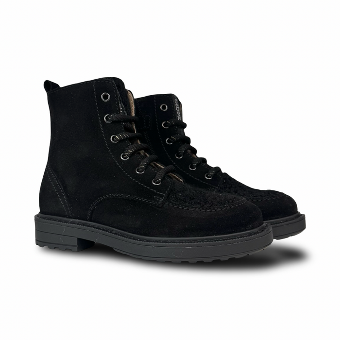 Beberlis Black Suede Sherpa Bootie