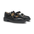 Beberlis Black Wingtip Double School T-Strap