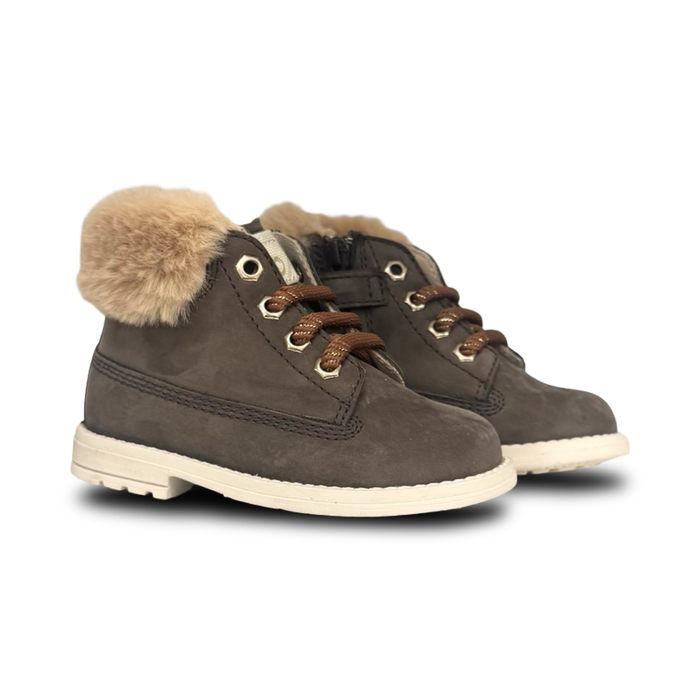 Beberlis Brown Suede Fur Trim Bootie
