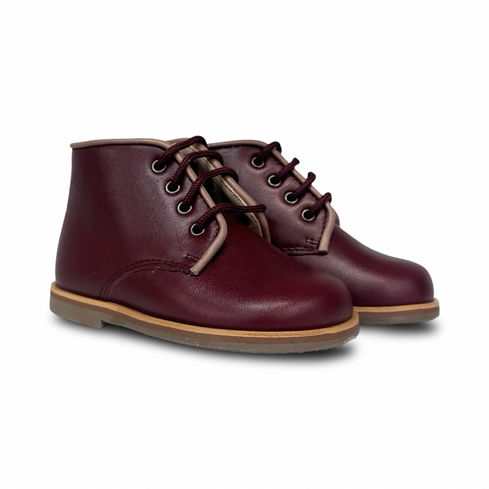 Beberlis Burgundy Rose Trim Baby Bootie