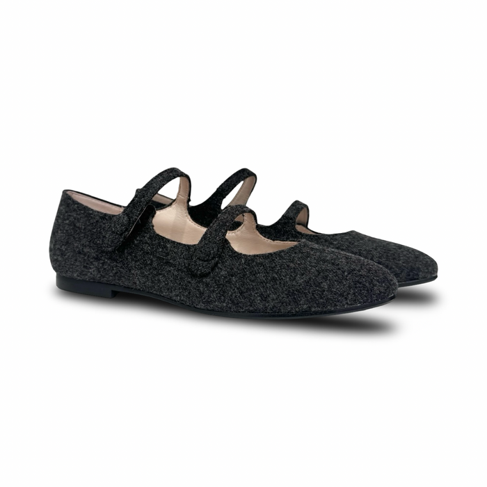 Beberlis Gray Wool Double Mary Jane