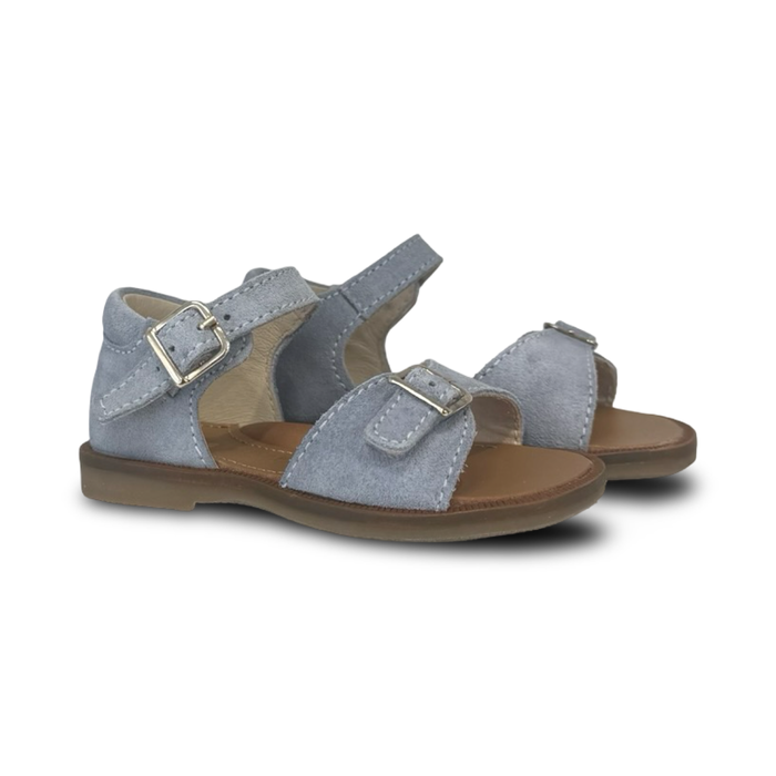 Beberlis Light Blue Suede Baby Open Toe Sandal