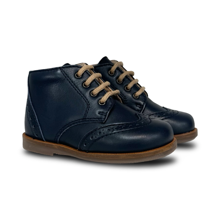 Beberlis Navy Lace-up Wingtip Baby Bootie
