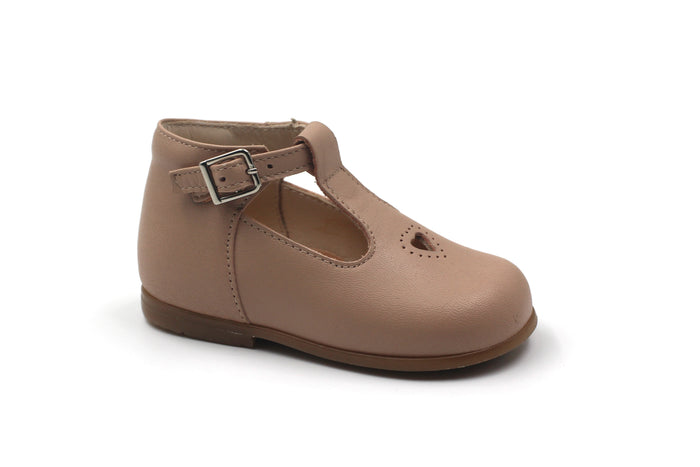 Beberlis Nude Baby T-strap with Heart Cutout