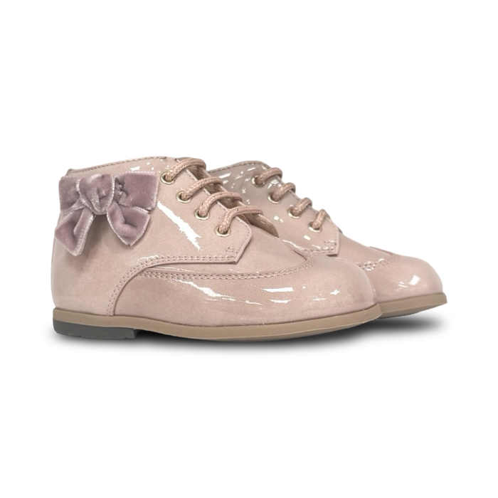 Beberlis Pink Patent Bow Baby Bootie