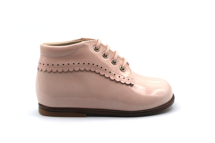 Beberlis Soft Pink Patent Baby Bootie