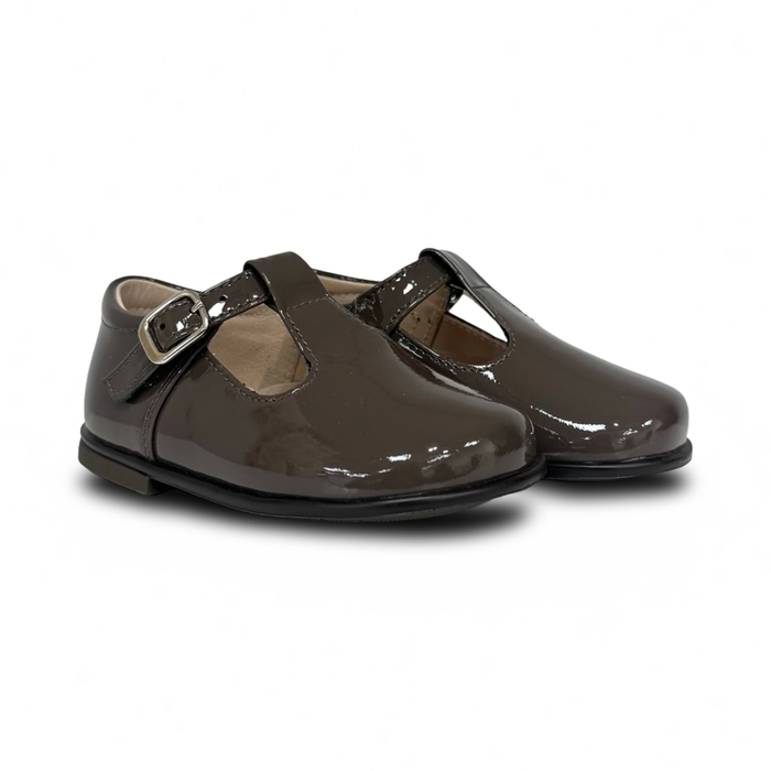 Beberlis Taupe Patent Baby T-Strap