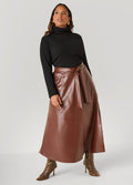 Belted Faux Leather Maxi Skirt