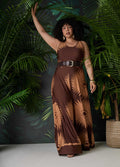 Belted Printed Wide Leg Jumpsuit