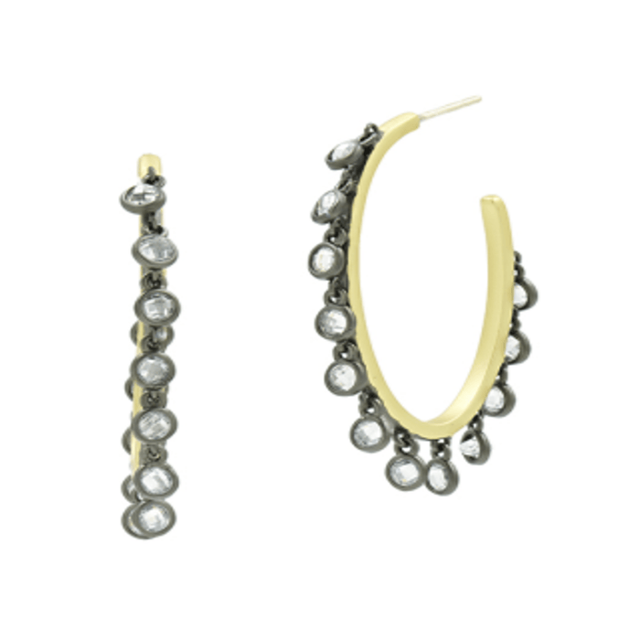 Bezel Fringe Hoop Earring - FREIDA ROTHMAN